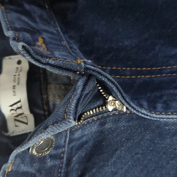 ZARA The New Daddy Straight Leg Raw Hem Jeans Size 6 - Picture 7 of 16